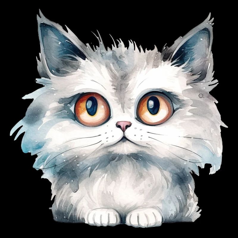 Norwegian Forest Cat Watercolor Drawing