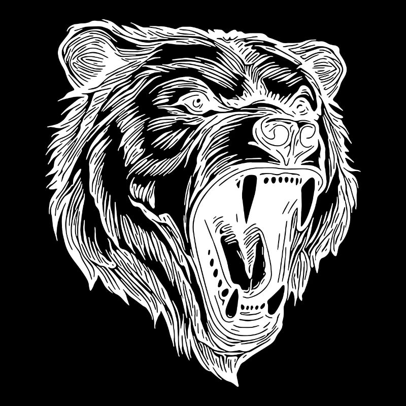 Wild evil bear head with sharp teeth