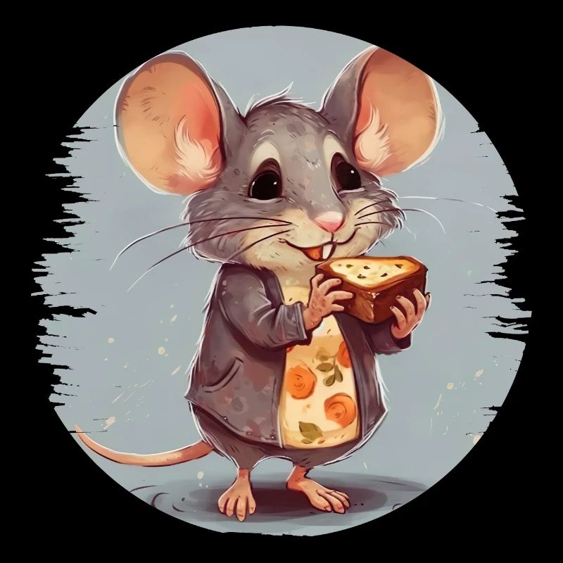 Souris avec un morceau de biscuit