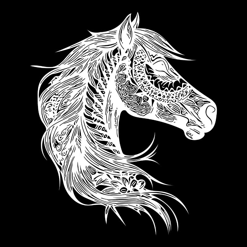 Cheval élégant dans un style de crinière de tatouage élégant