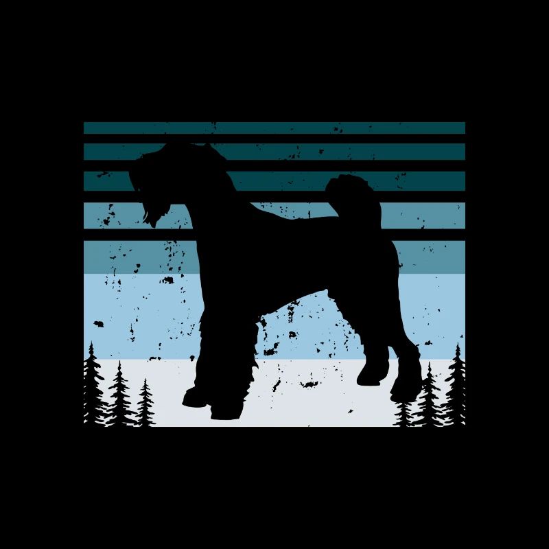 Airedale Terrier Dog Lover Silhouette Retro Sunset