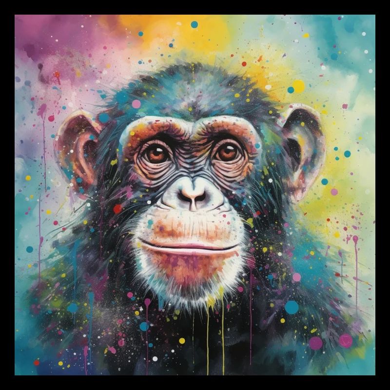 Modern & Colourful Chimpanzee Wall Art by Bodhi