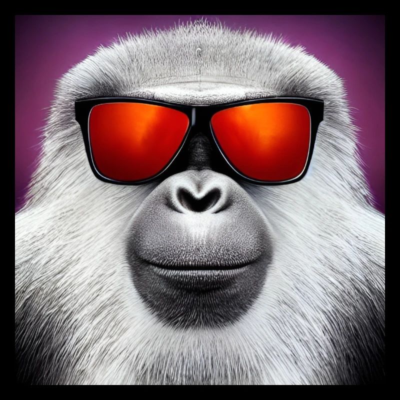 Sunglasses monkey: Cool primate with red glasses