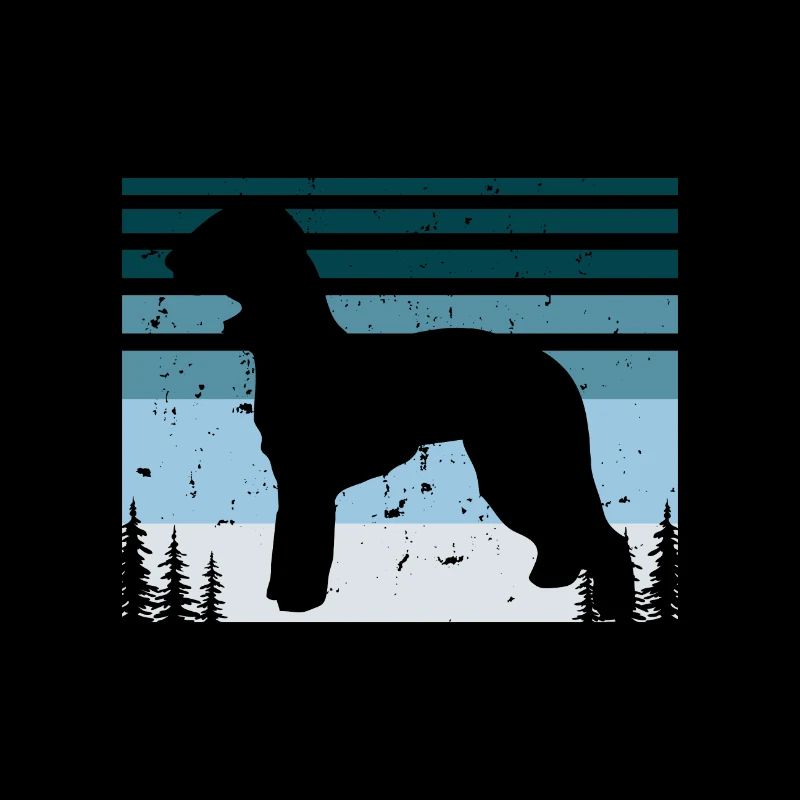 Bedlington Terrier Dog Silhouette Retro Sunset