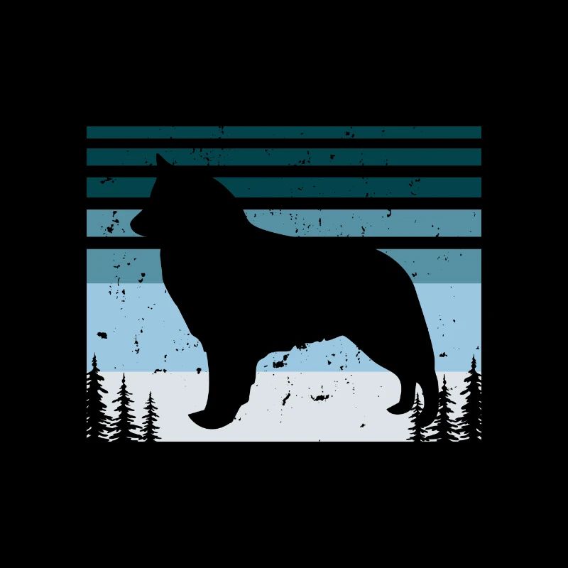 Belgian Shepherd Groenendael Dog Silhouette Retro