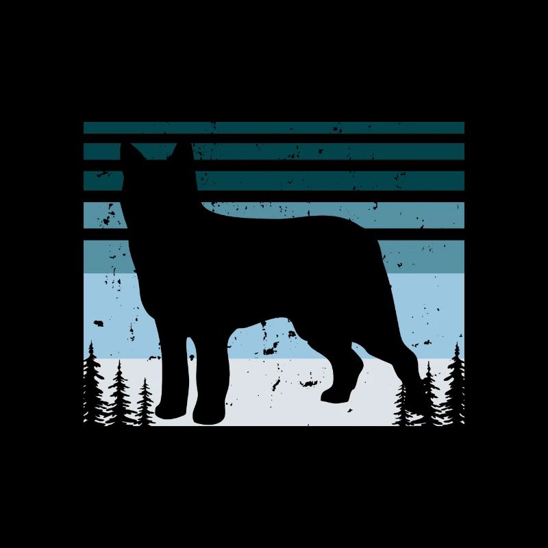 Bouvier Des Ardennes Dog Silhouette Retro Sunset