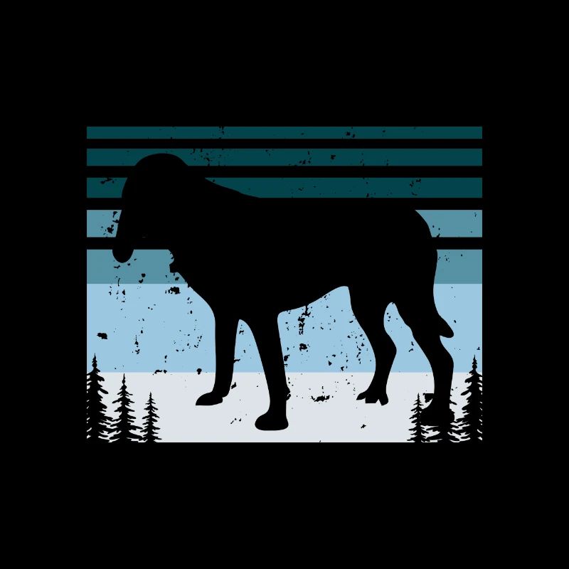 Bluetick Coonhound Dog Silhouette Rétro Coucher de soleil