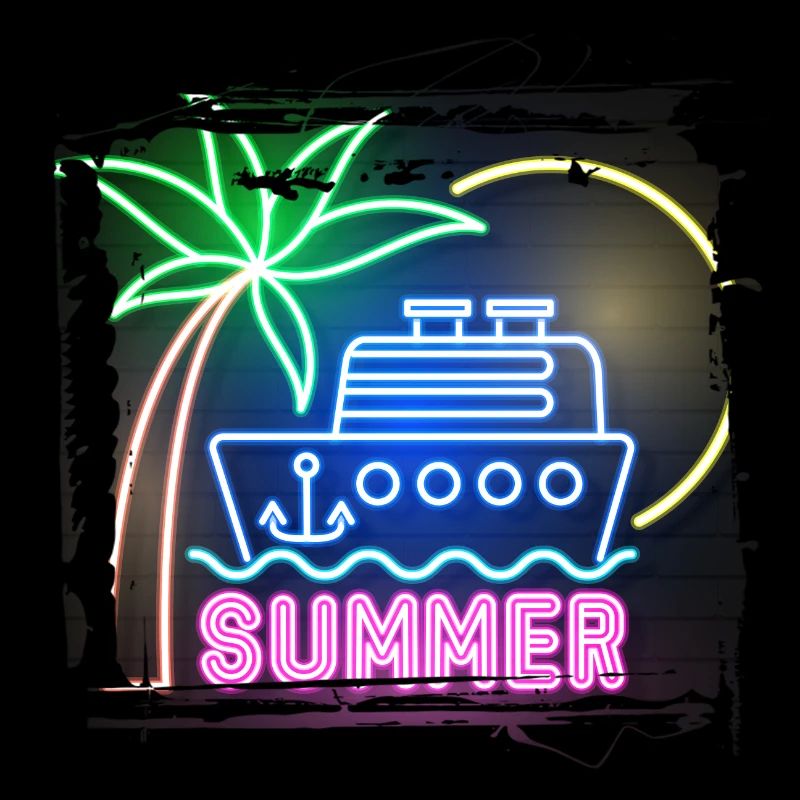 summer beach beach retro sea neon light eng