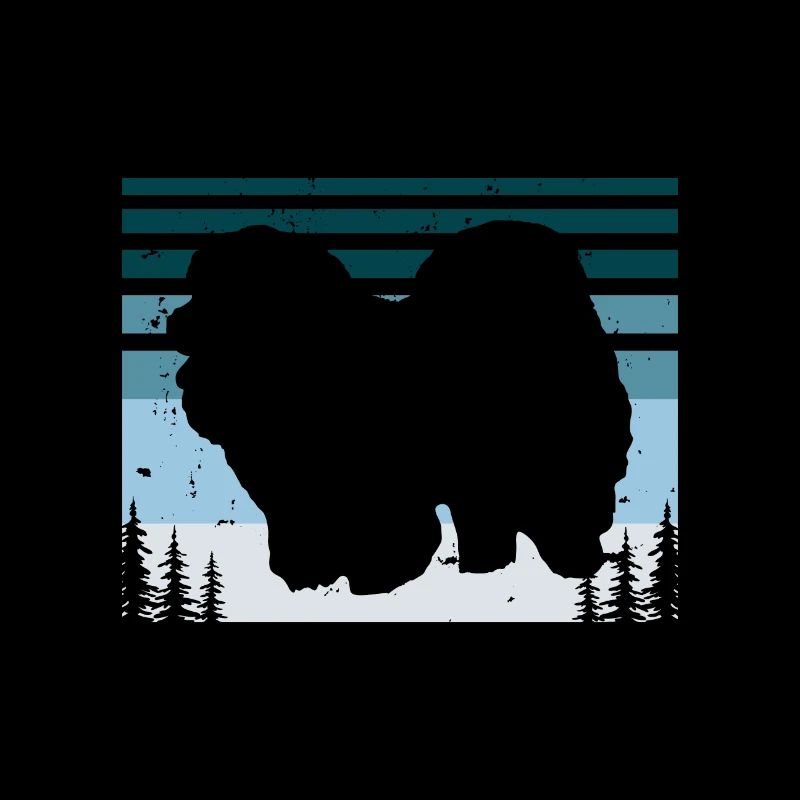 Chow Chow Dog Lover Silhouette Vintage Sunset