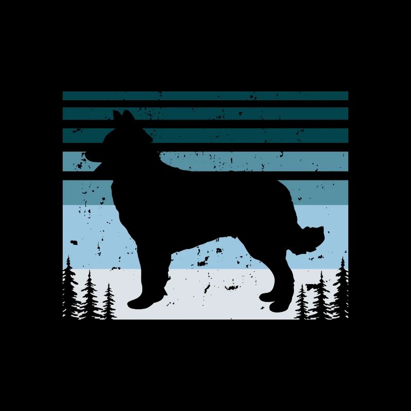 Chien de berger croate Amour Silhouette Rétro Coucher de soleil