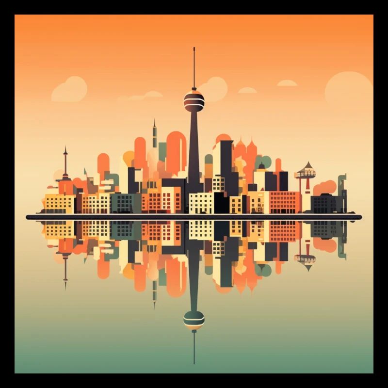 Dusseldorf Skyline Sunset