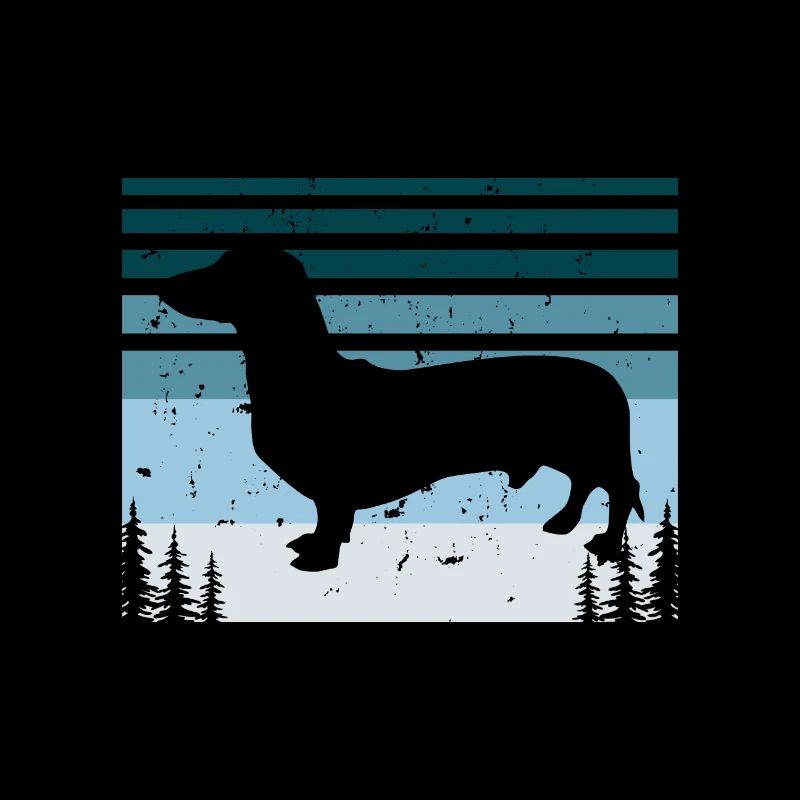 Teckel Chien Lover Silhouette Vintage Sunset