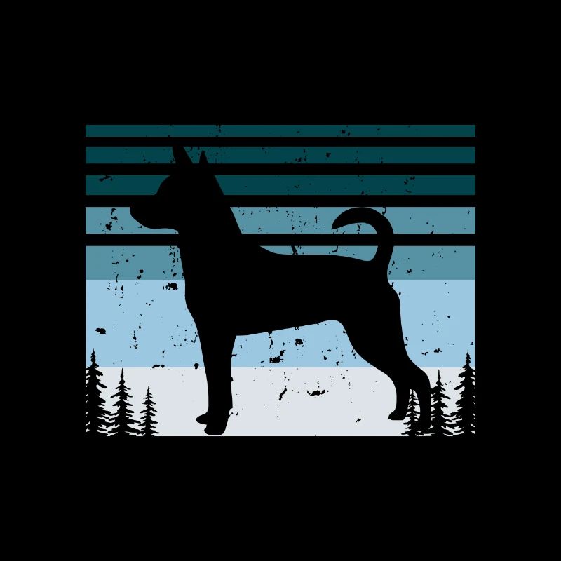 Decker Rat Terrier Dog Silhouette Retro Sunset
