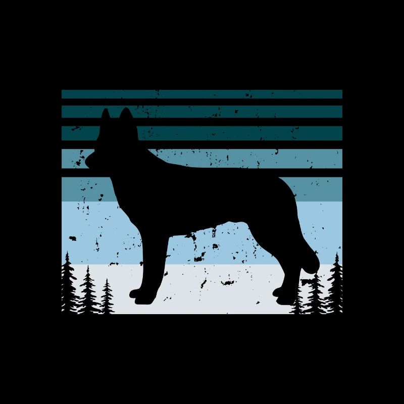 Tchécoslovaque Chien-Loup Silhouette Rétro Coucher de Soleil