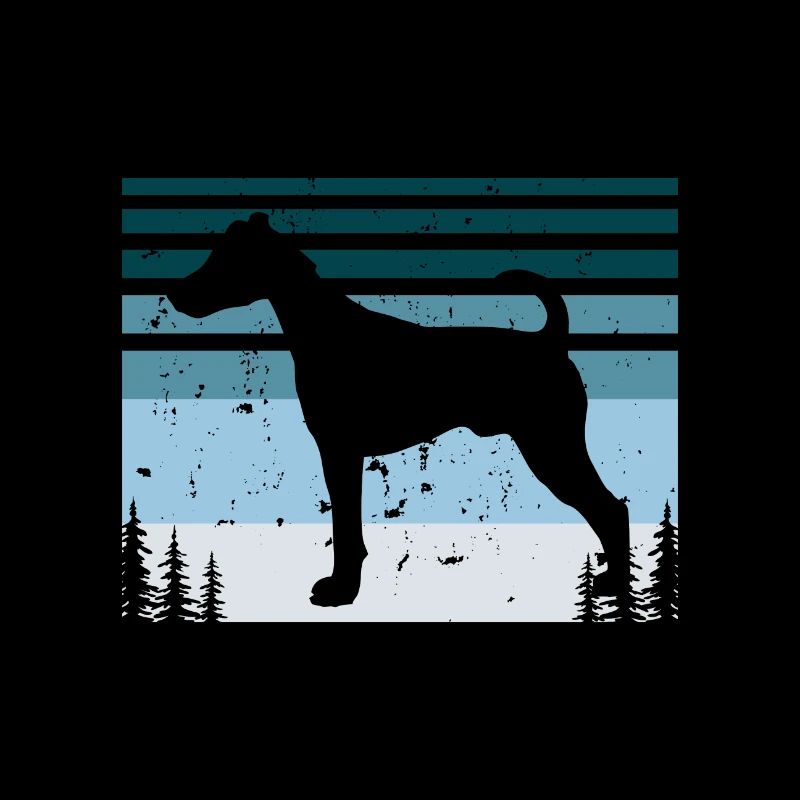 Fox Terrier Smooth Dog Silhouette Retro Sunset