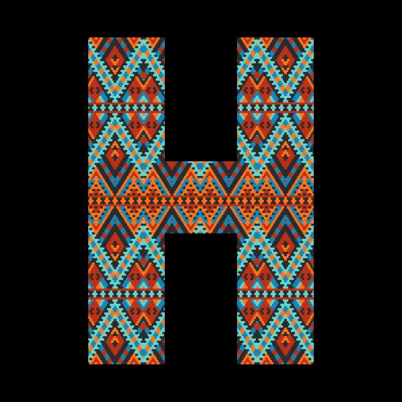 Buchstabe H - Boho-Design, buntes Monogramm
