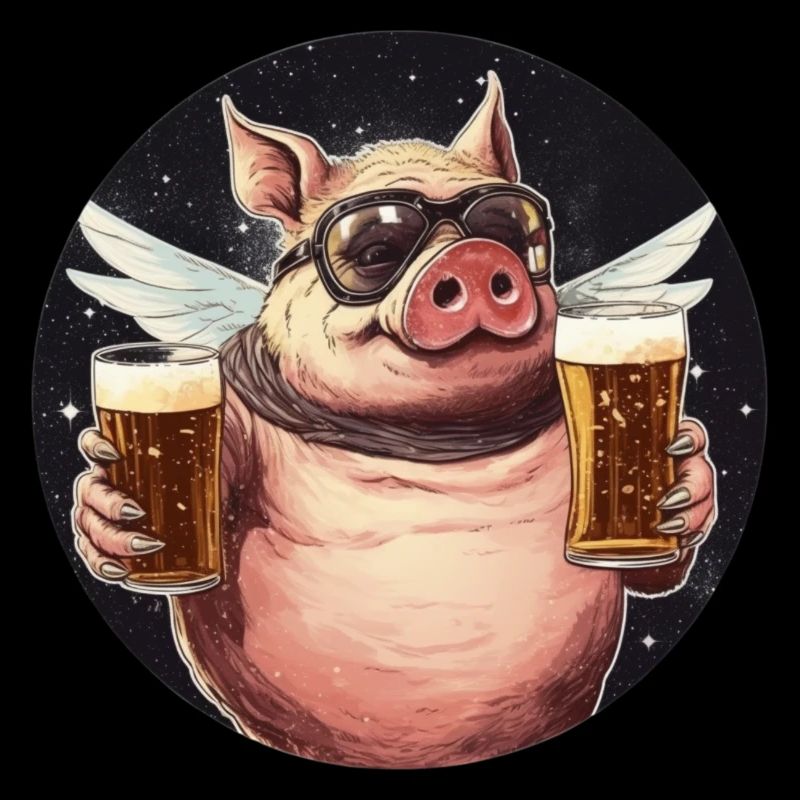 Fliegendes Schwein mit Bier