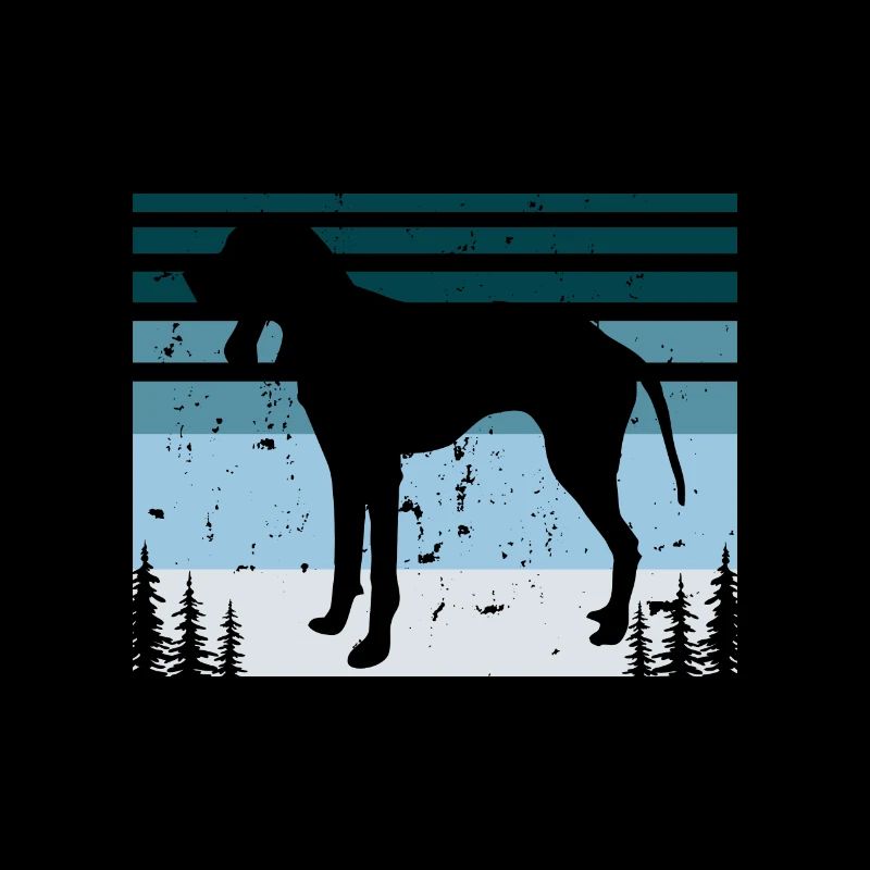 Griffon Bleu De Gascogne Dog Silhouette Retro Sun
