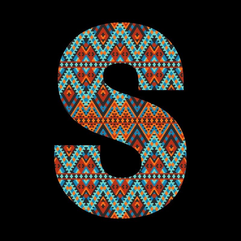 Letter S- boho design, Colorful monogram