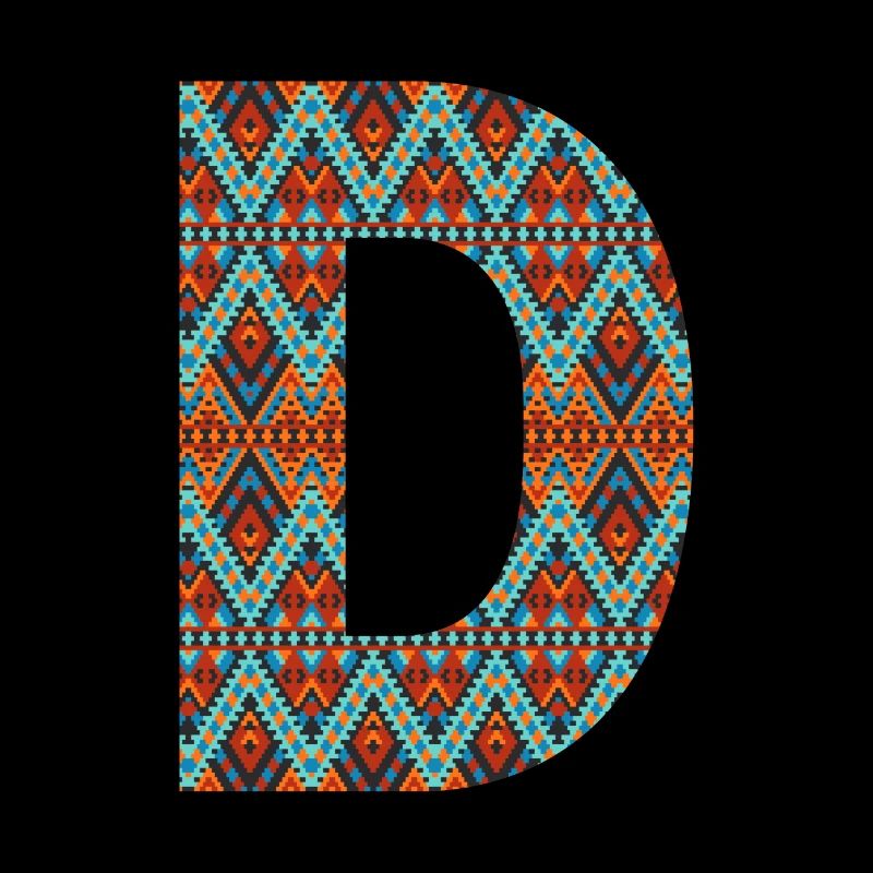 Letter D- boho design, Colorful monogram