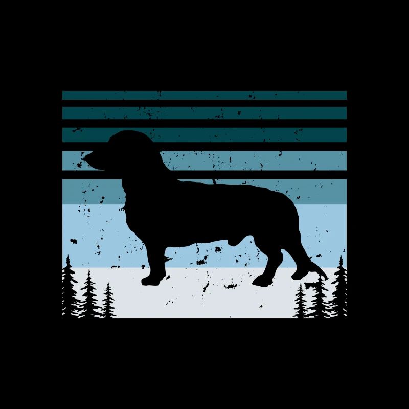 Westfälische Dachsbracke Hund Silhouette Retro Sonne