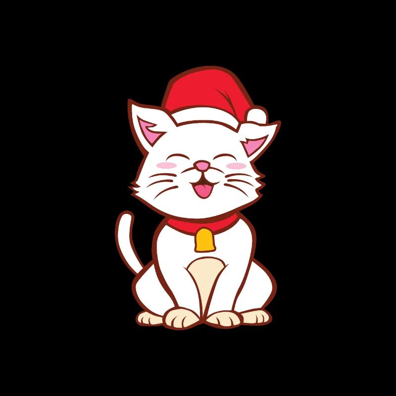 Chapeau de Père Noël White Cat Joyeux poison de Noël