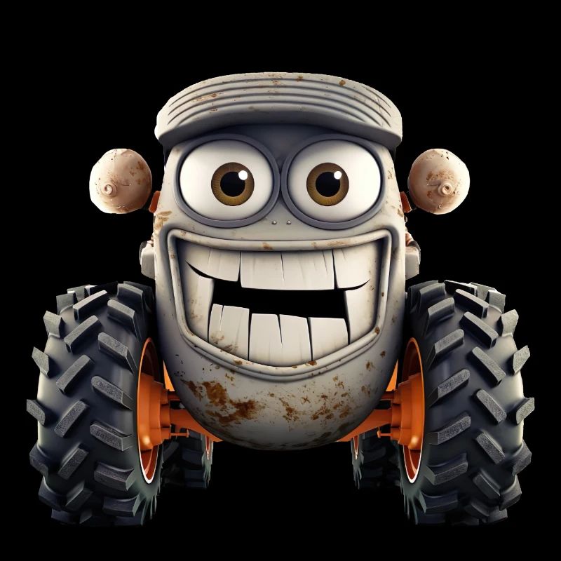 Traktor mit lustigem Gesicht