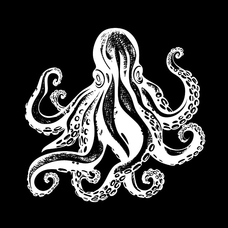 Cool octopus octopus illustration in white