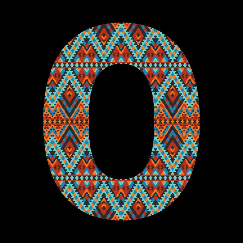 Lettre O- design boho, monogramme coloré