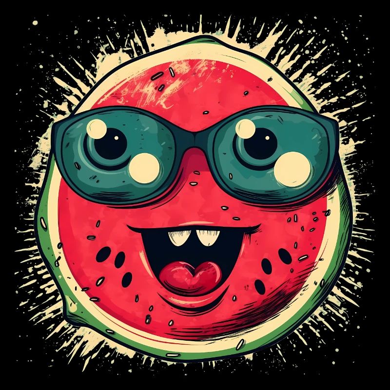 Pastèque juteuse avec lunettes de soleil