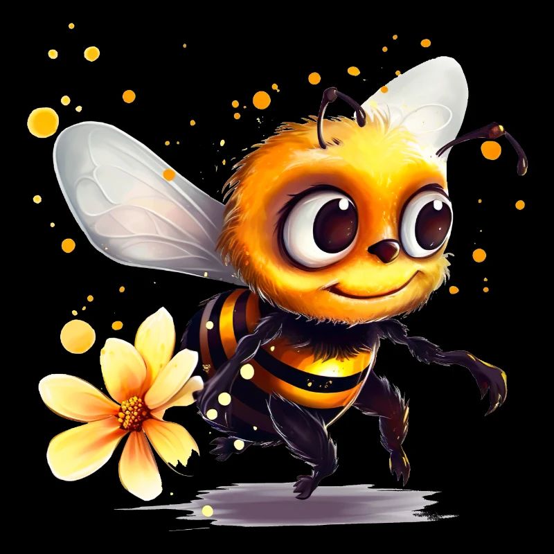 Funny bee has covered herself with bee pollen