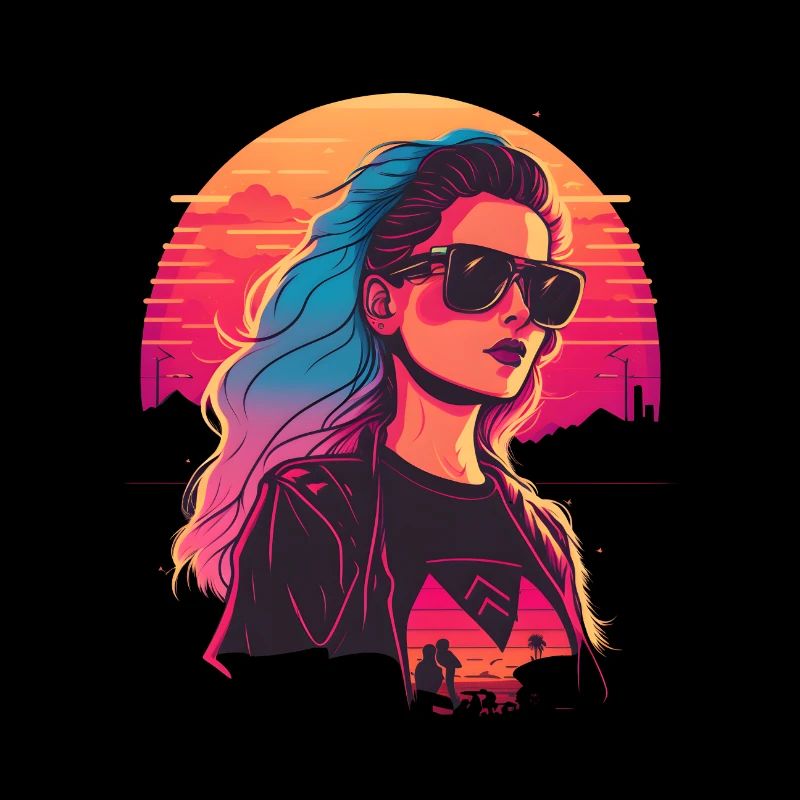 Synthwave Girl wearing sunglasses