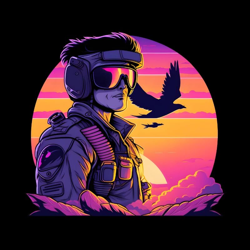 Synthwave Air-Force Pilote