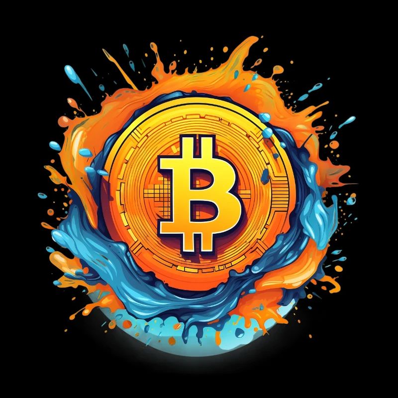 Bitcoin Logo color splash