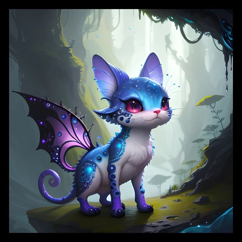 Alien cat with wings, Fantastic