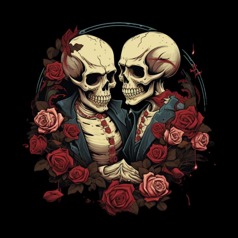 Skeleton lovers in comic style