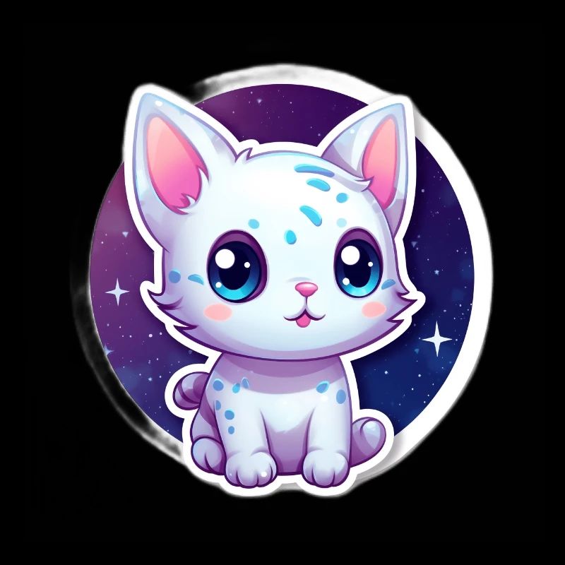 Mignon chat de dessin animé flottant dans l’espace