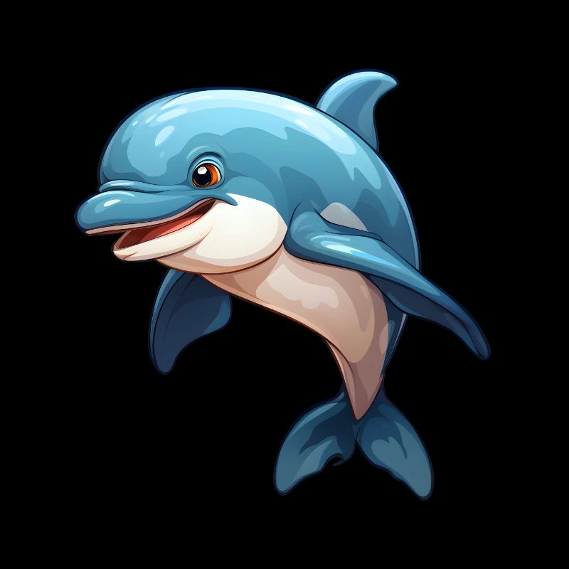 Kleiner, niedlicher Delfin im Comic-Stil