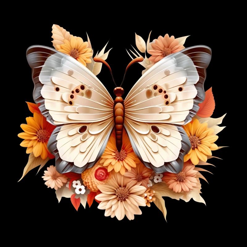 3D papillon fleur papillon fleurs beauté