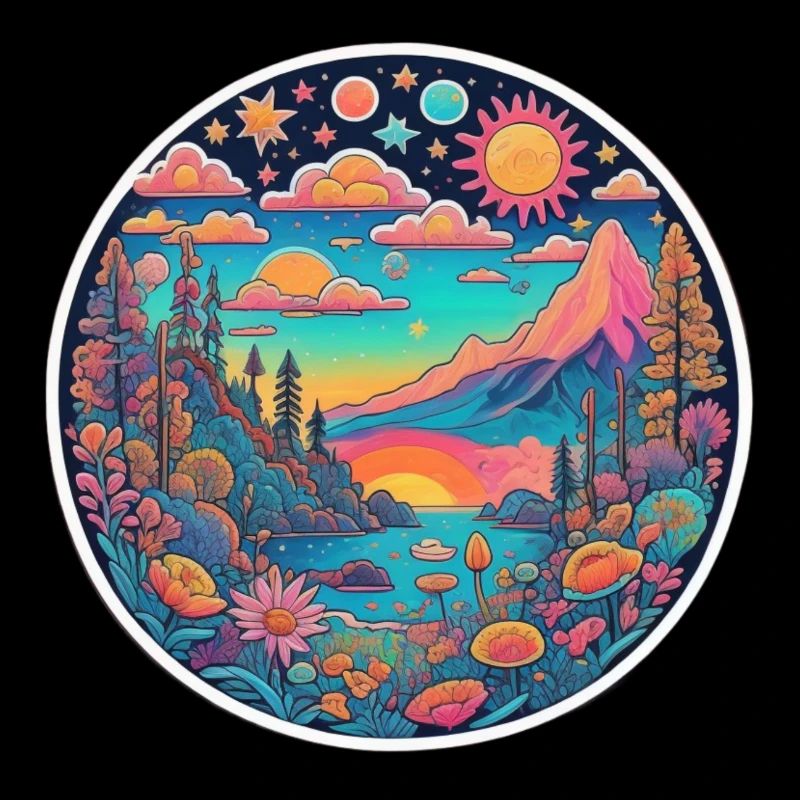 nice summer view, water flow with sun and mountain