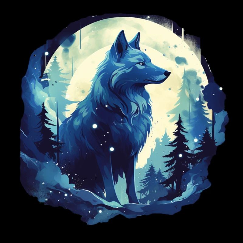 Fantasy: Wolf bei Sonnenuntergang