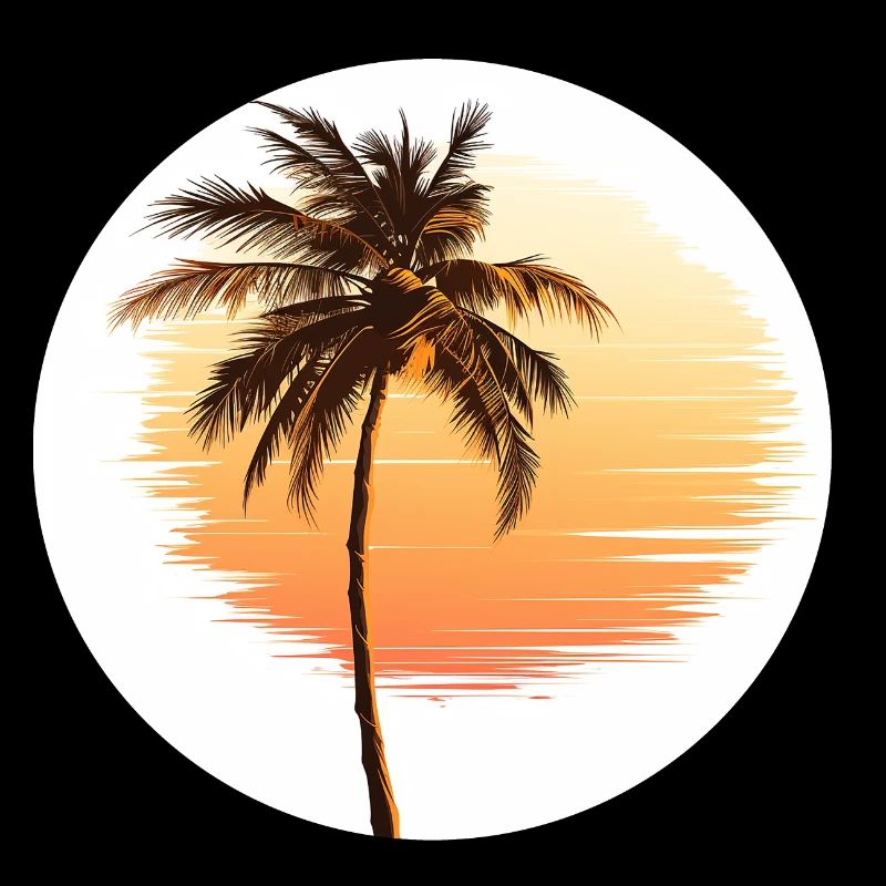 Tropical palm tree with summer sunset