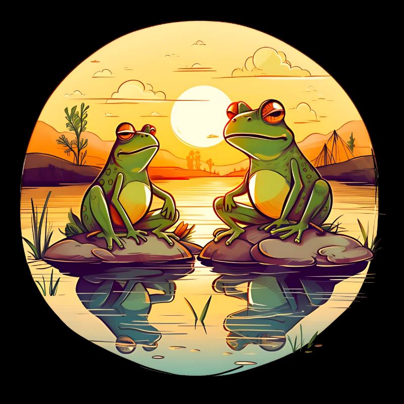 Two frogs enjoy the sun's rays