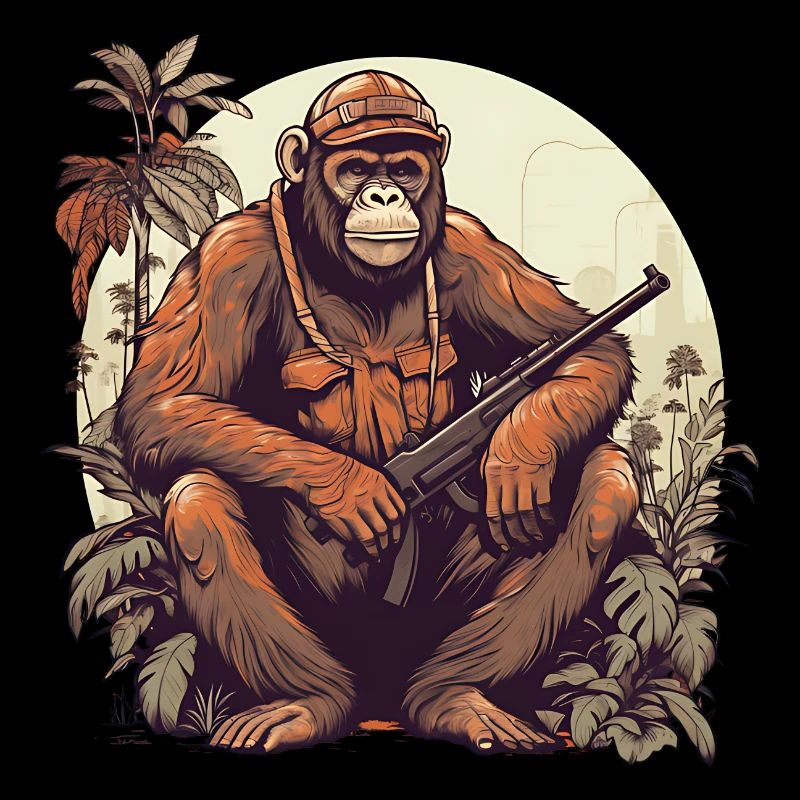 Bewaffneter Affe zum Regenwaldschutz