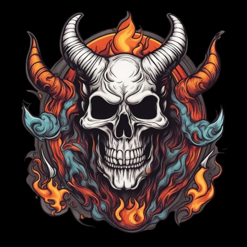 Gehörnter Schädel | Sticker-Kunst