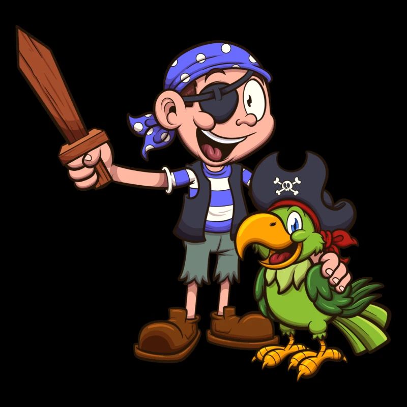 Pirate Kid And Parrot
