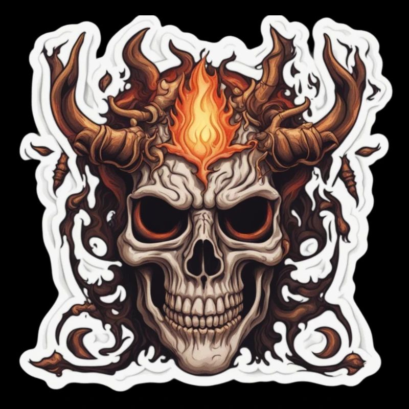 Crâne cornu : Feux bleus et rouges