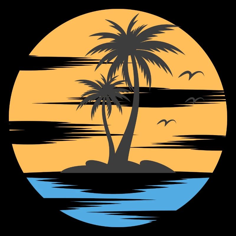 Palmier Plage coucher du soleil été