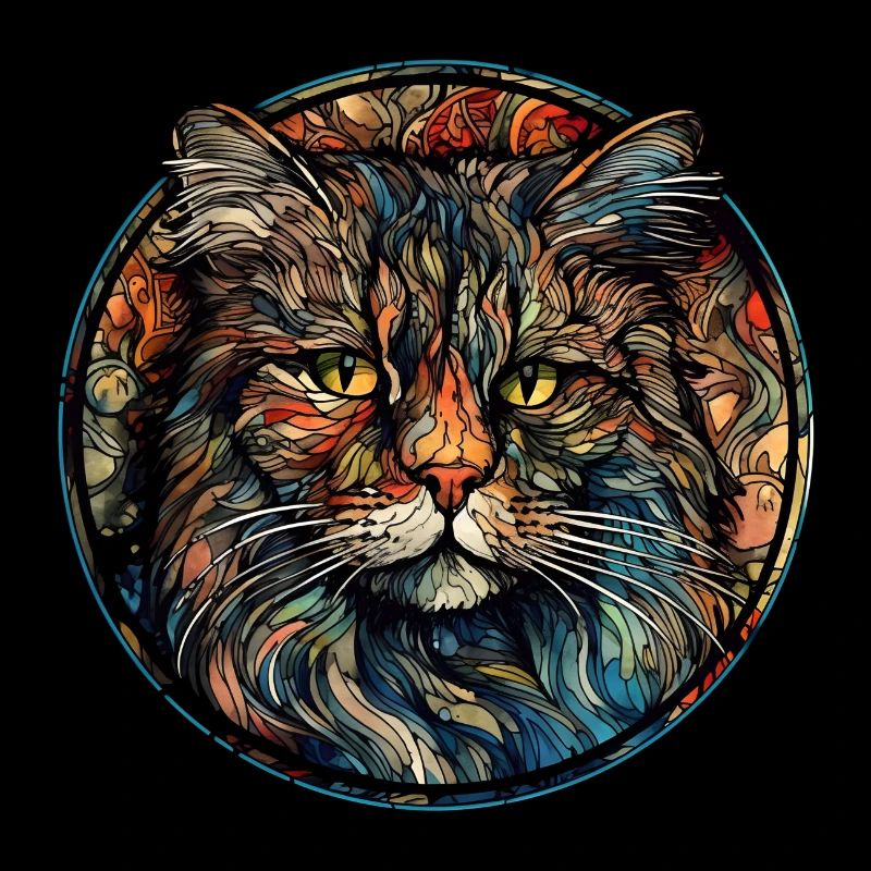 Ragamuffin Cat Breed Watercolor Glass