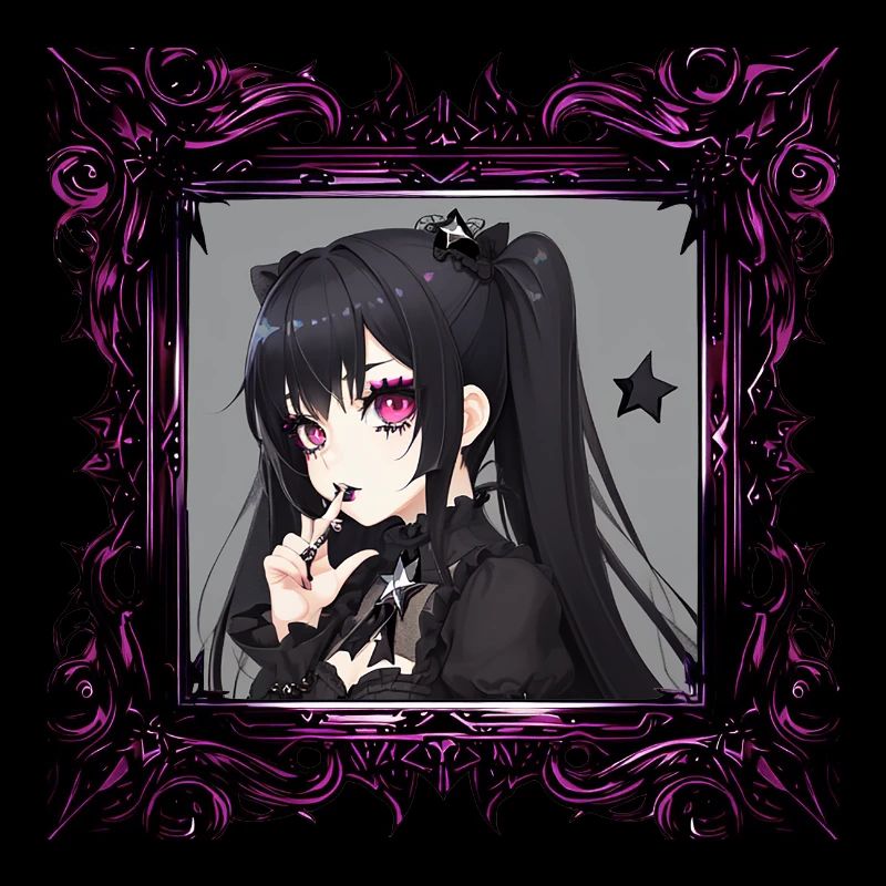 Anime Gothic-Mädchen in einem Rahmen